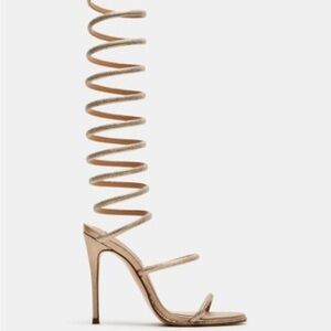 LOV MARK Flora Champagne Coiled Glitter Heels